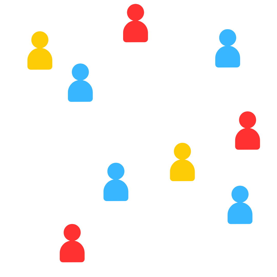 Icons of persons connected by lines.